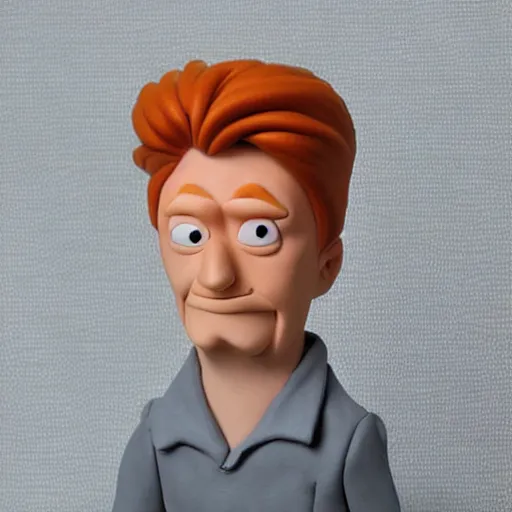 Prompt: portrait of philip j. fry from futurama, in the style of a clay model.