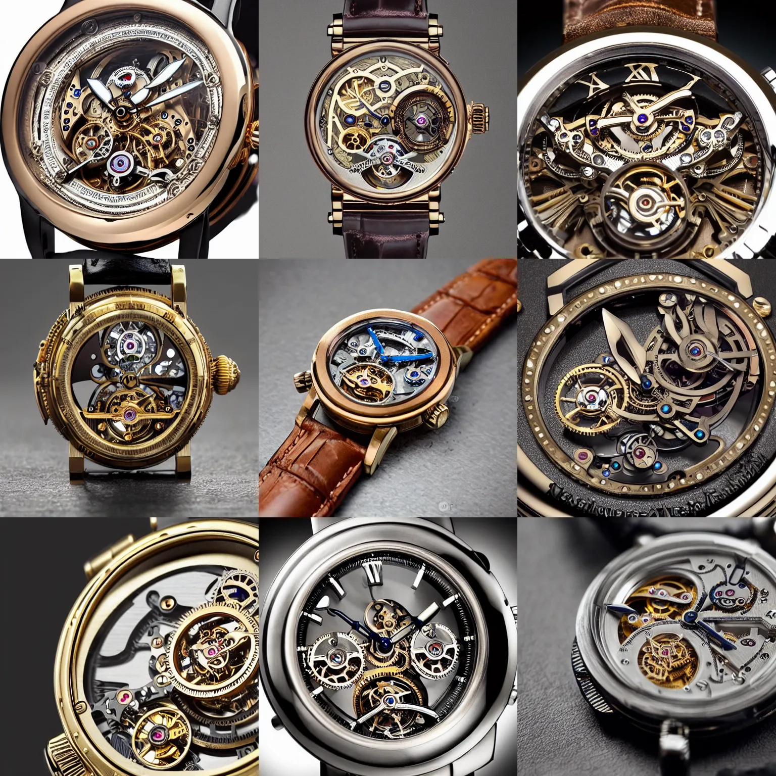 Prompt: a steampunk tourbillon watch, extremely detailed, highly intricate, product photography