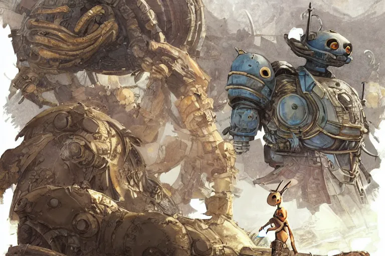 Image similar to a battle ready anthropomorphic rodent with ornate tactical gear on an abandonment otherworldly planet, high intricate details, long shot, rule of thirds, golden ratio, graphic novel by fiona staples and dustin nguyen, by beaststars and orange, peter elson, alan bean, studio ghibli, makoto shinkai