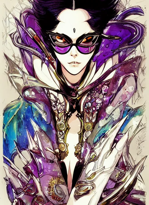 Prompt: An epic concept art of bayonetta, cell shading, by Moebius, hiroshi yoshida, Druillet, colorfull, vivid colors, artstation