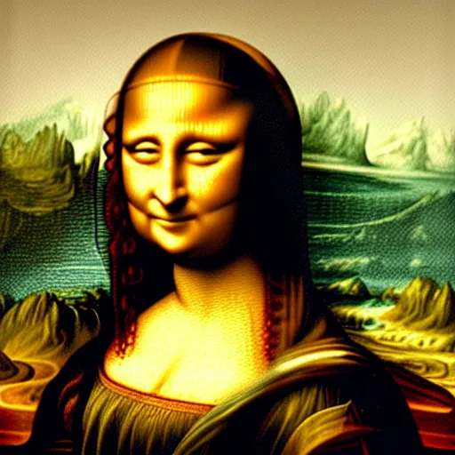 Prompt: a painting of the mona lisa with a frown