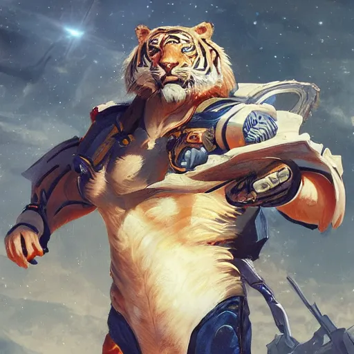 Image similar to an aesthetic award winning commission of a male anthro tiger singing on a spaceship,digital art,art by greg rutkowski,ross tran,character design by charles bowater,artgerm,hyperdetailed body,detailed face,beautiful,artstation,deviantart,stylish,space themed