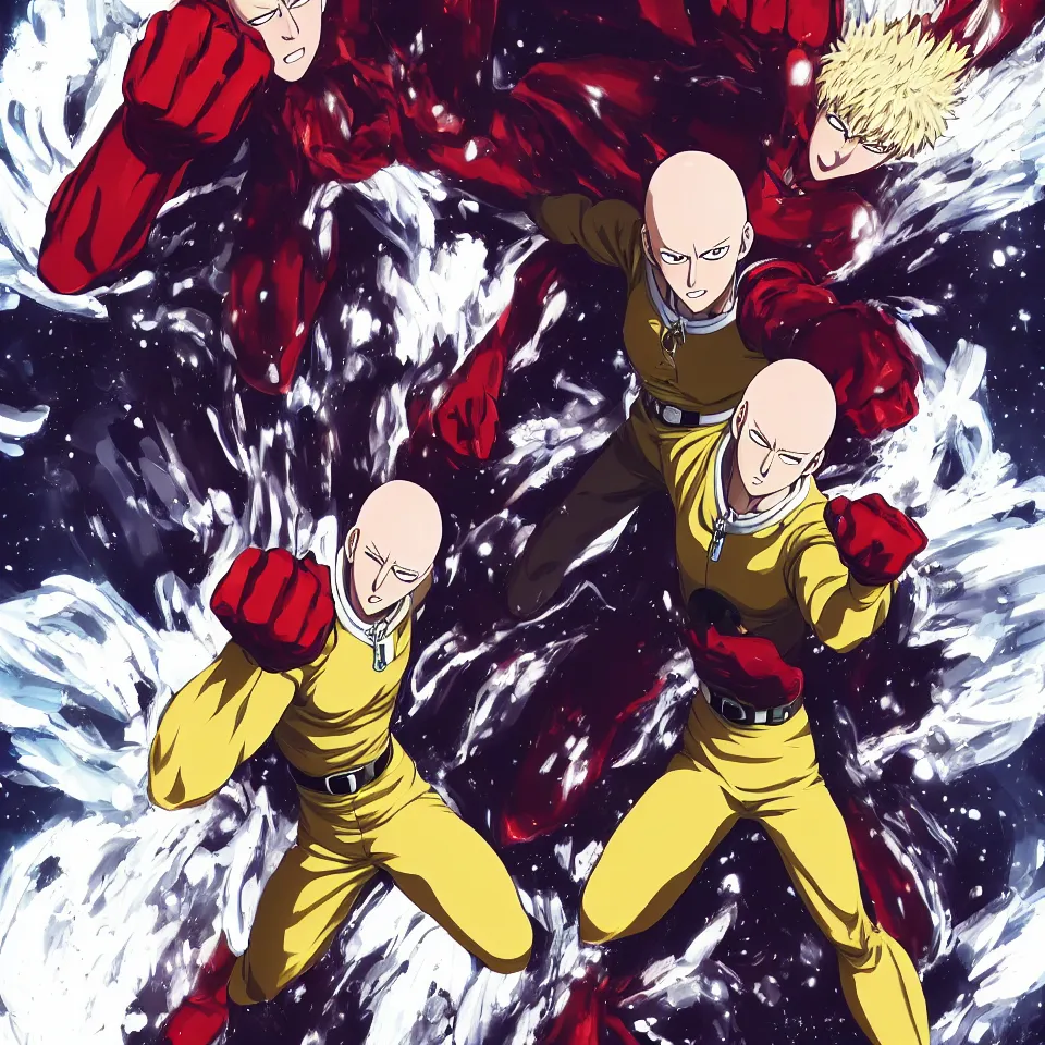 Image similar to one punch man Garou made of stars, art by Yusuke Murata,centre composition, cinematic, trending on artstation, low level, 4K UHD image,