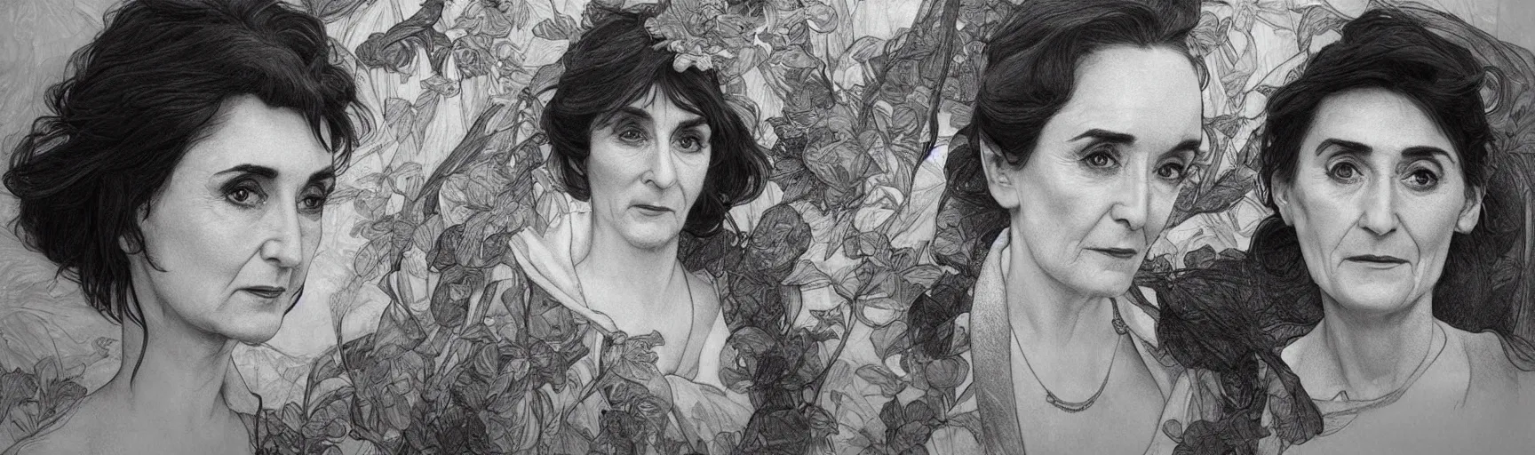 Prompt: amazing lifelike award winning pencil illustration of easy Enders dot cotton June brown in a laundrette trending on art station artgerm Greg rutkowski alphonse mucha cinematic