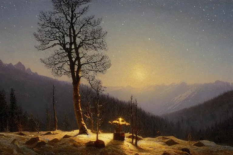 Winter Night photo & image  landscape, nature at night, nature