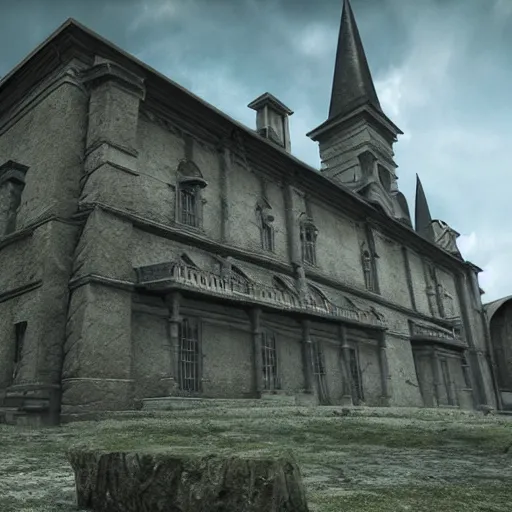 Image similar to nun convent, realistic, highly detailed, hd, unreal engine, guillermo del toro