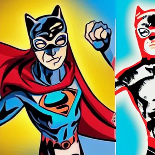 Image similar to catman, cat head, superhero body