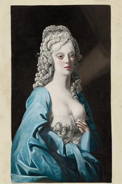 Image similar to Portrait of a frigid Ice Queen, in the style of Hyacinthe Rigaud, Jacques-Louis David and Artstation