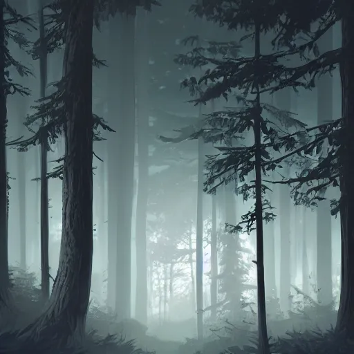 Image similar to dark forest by ilya kuvshinov, zemyata hd 8k