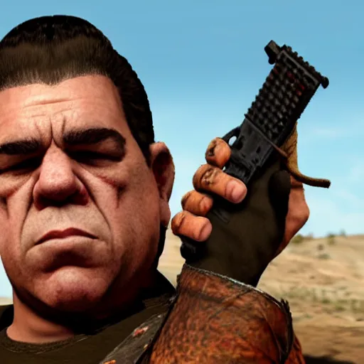 Prompt: joey diaz in the style of red dead redemption video game