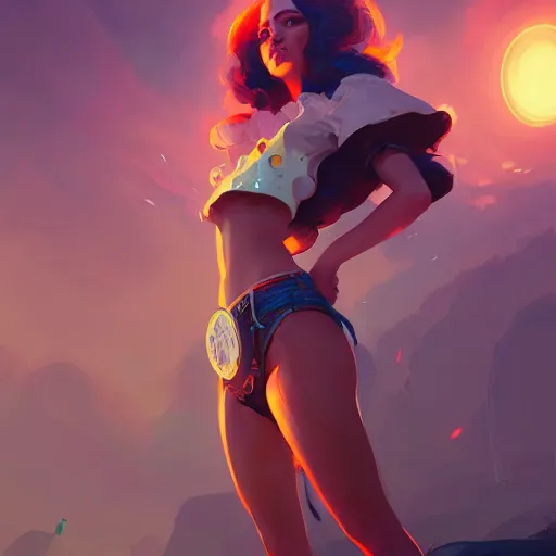 Image similar to a beautiful daisy duke, concept art by pete mohrbacher and guweiz and ilya kuvshinov, digital art, highly detailed, intricate, sharp focus, trending on artstation hq, deviantart, unreal engine 5, 4 k uhd image