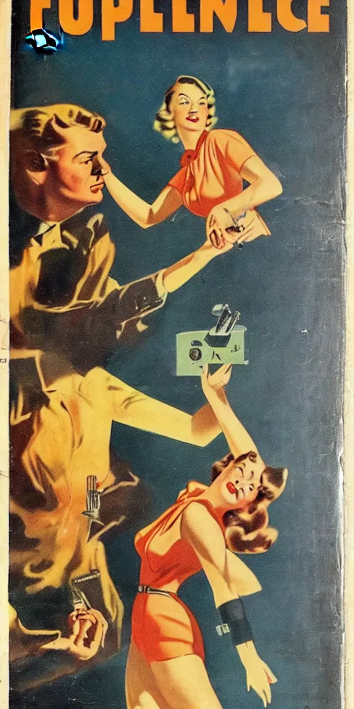Prompt: 1 9 4 0 s pulp science fiction magazine cover art without text