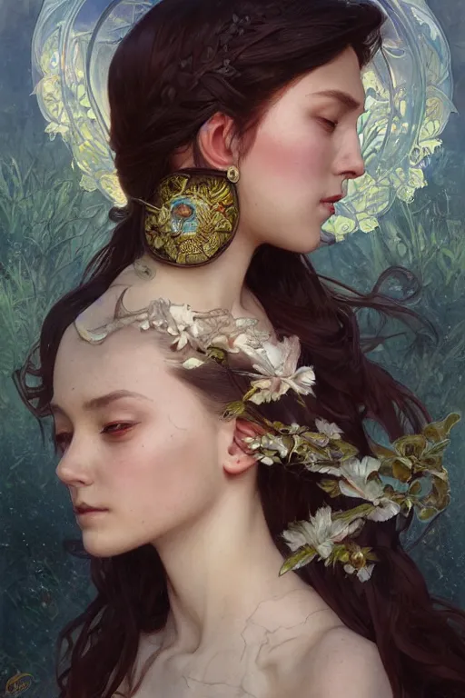Image similar to the reign of a new princess in the shadow of a thousand suns, detailed digital portrait by artgerm and greg rutkowski and alphonse mucha