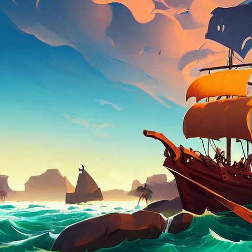 Image similar to painting treasure on sea of thieves game smooth median photoshop filter cutout vector, behance hd by jesper ejsing, by rhads, makoto shinkai and lois van baarle, ilya kuvshinov, rossdraws global illumination