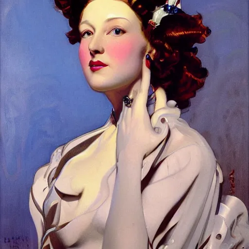 Image similar to mandelbulb portrait of a beautiful woman by gil elvgen, loomis, leyendecker