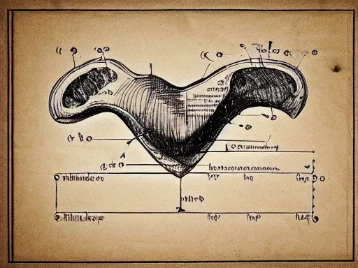 Image similar to blueprint technical drawing of a steak, schematic, sepia, old paper, art by da vinci