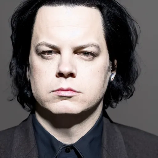 Prompt: frontal portrait photo of jack white