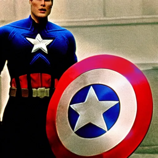 Image similar to Christopher Reeves as Captain America