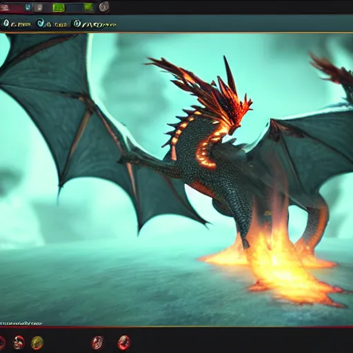 Image similar to Flying dragon fire breath, unreal engine