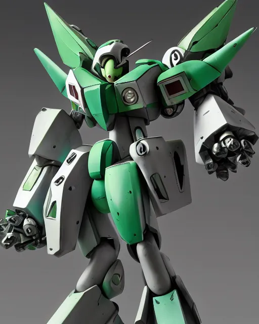 Image similar to Luigi as a Mecha, Perfect Grade Gunpla, hyperdetailed, full body, LED effects, professional paint job, distressed paint, dynamic low angle shot, photoreal, caustics, octane render, redshift render, Vray render, all in focus, unreal engine, post processing,