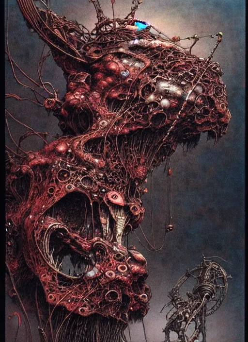 Prompt: a side view of spirit of Mickey mouse, highly detailed, art by Ayami Kojima, Beksinski, Giger