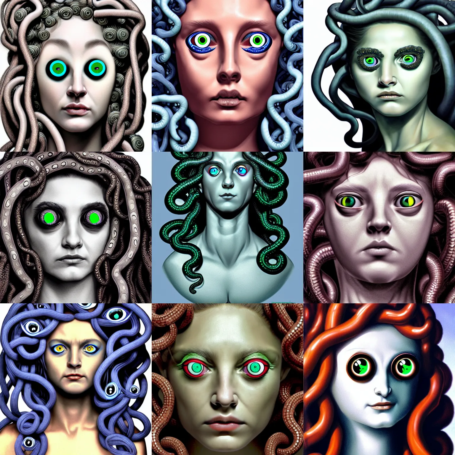 Prompt: photo of medusa but her eyes are plastic googly wiggle eyes, 8 k, photorealistic, detailed, realism, hyper realistic