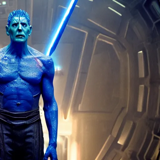 Prompt: film still of Jeff Goldblum as Ronan The Accuser in Guardians of the Galaxy, 4k