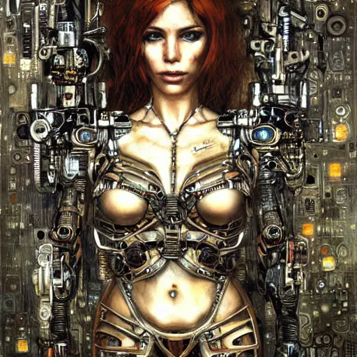 Image similar to well - armed cybernetic female supersoldier, intricate detail, klimt, royo, whealan,