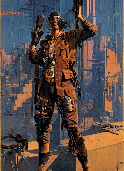 Prompt: cyberpunk mercenary. portrait by jean giraud and anton otto fischer and john philip falter and will eisner and gil elvgren