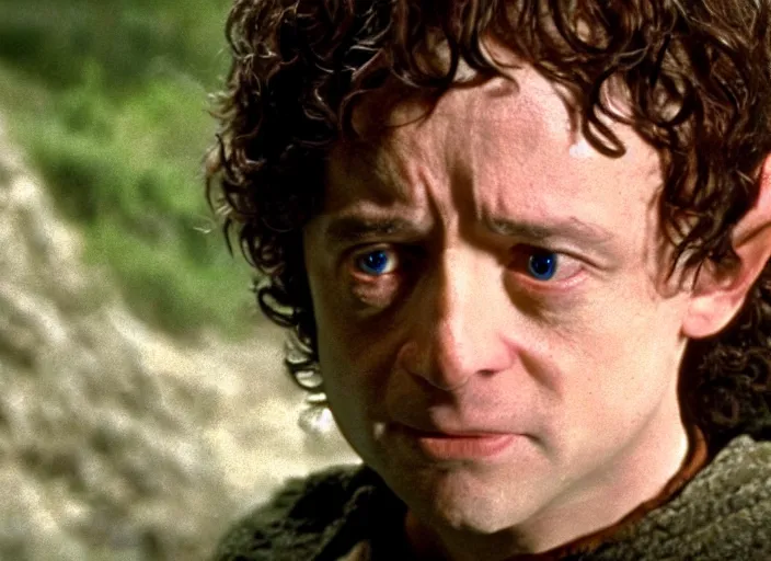 Image similar to film still of bernie sanders as frodo in lord of the rings movie, 8 k