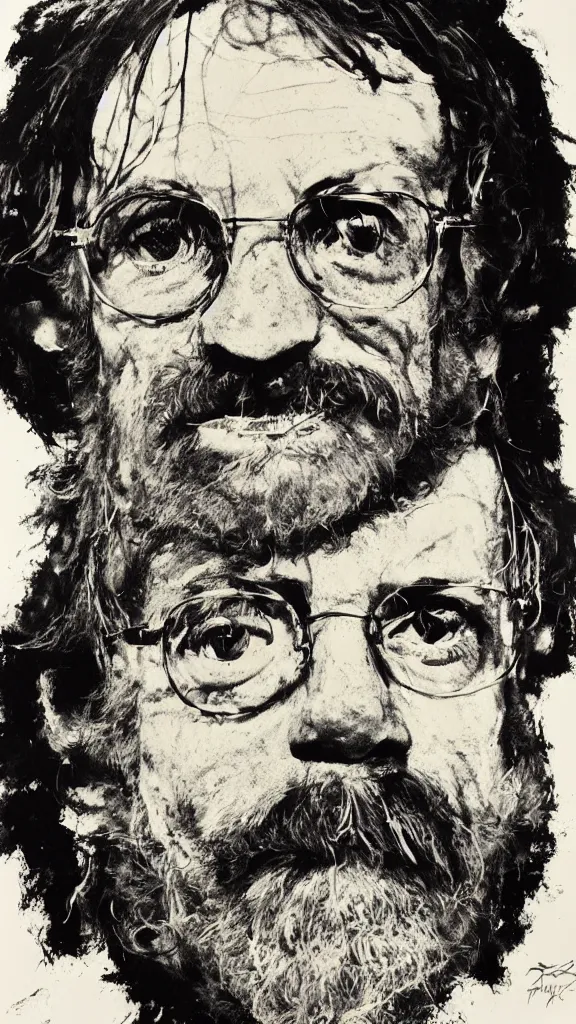 Prompt: terrance mckenna protrait by andy warhol