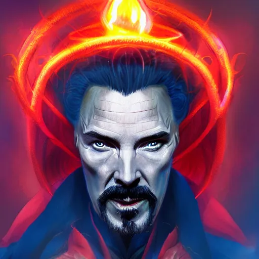 Image similar to Portrait of evil Dr Strange performing a satanic ritual, elegant, digital painting, highly detailed, fantasy, artstation, concept art, smooth, sharp focus