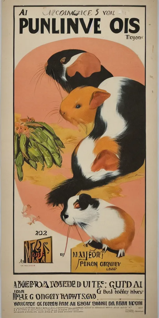 Image similar to a 1 9 2 0 s poster advertising guinea pigs