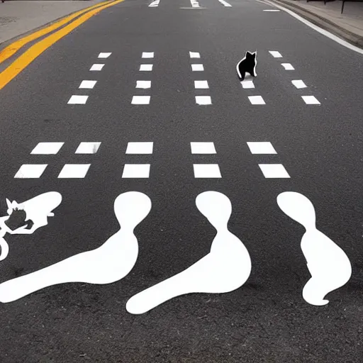 Image similar to cats crossing the street but only their shadows are visible