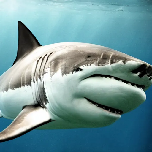 Prompt: large great white shark, cinematic, photograph, hyperdetailed, realistic, realism