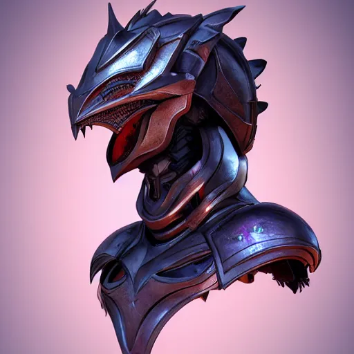 Image similar to stunning bust of a beautiful female knight, but as an anthropomorphic female dragon, well designed cute elegant female robot dragon head with slick LED eyes, well armored, sharp claws, HD octane render, fantasy, Artstation, Deviantart, Furaffinity