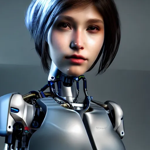 Image similar to beutiful girl cyborg, trending artstaition, unreal engine