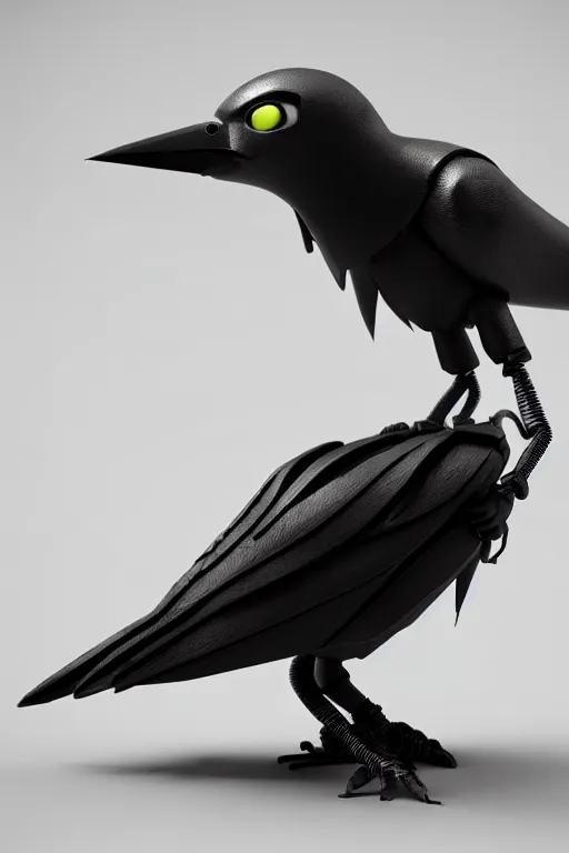 Image similar to high quality 3 d render very cute cyborg crow! next to shure 5 5 s microphone!, cyberpunk highly detailed, unreal engine cinematic smooth, in the style of blade runner & detective pikachu, hannah yata charlie immer, moody light, low angle, uhd 8 k, sharp focus