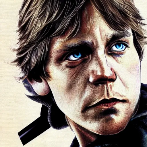 Image similar to Luke Skywalker, photo realistic, cover art