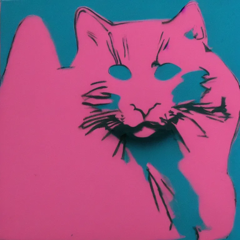 Image similar to beautiful pink cat made of plasticine, handcrafted, fabulous, plasticine art, wow, wonderful, by andy warhol