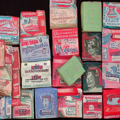 Image similar to packs of bubblegum from the fifties