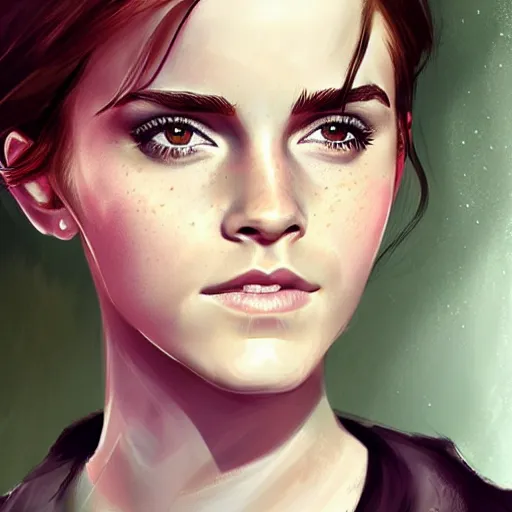 Image similar to Emma Watson, Charlie Bowater art style, digital fantasy portrait