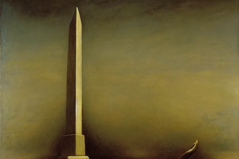 Image similar to the white obelisk the serpent and the black obelisk, oil on canvas, high detail, by odd nerdrum