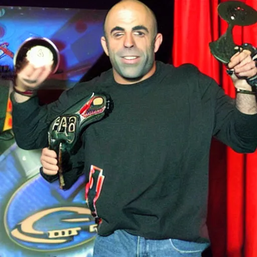 Image similar to joe rogan winning a halo 2 tournament, 2 0 0 6