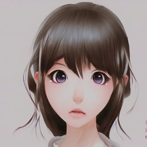 Image similar to a perfect, realistic professional digital sketch of a Japanese J-Pop idol girl in style of Pixar, by pen and watercolor, by a professional Chinese Korean artist on ArtStation, on high-quality paper