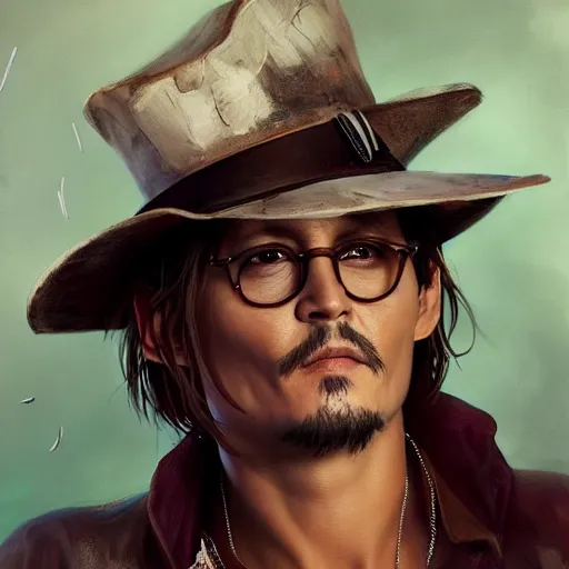 Image similar to johnny depp in a pool full of chip dip, ultra high detailed, oil painting, greg rutkowski, charlie bowater, yuumei, yanjun cheng, unreal 5, daz, hyperrealistic, octane render, rpg portrait, dynamic lighting