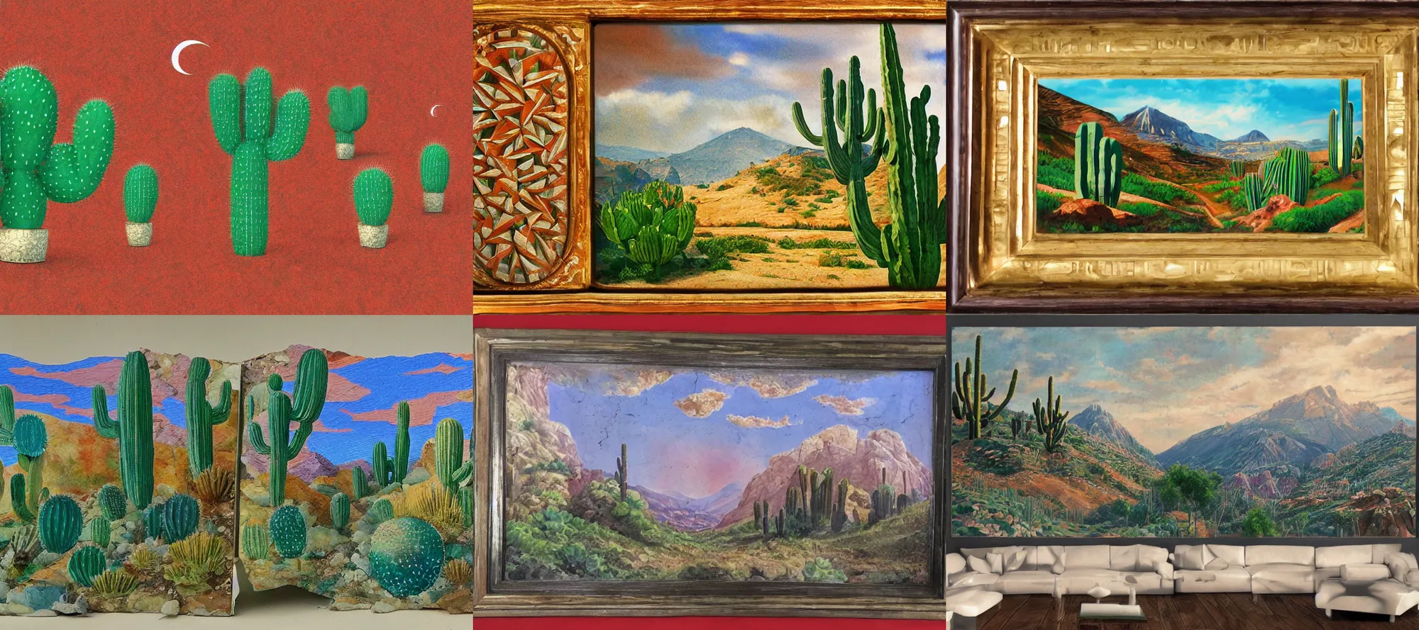 Prompt: Turkish-style, Turkish-realism, 3d geometric landscape with cactus