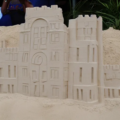 Image similar to sand castle in the shape of the White House