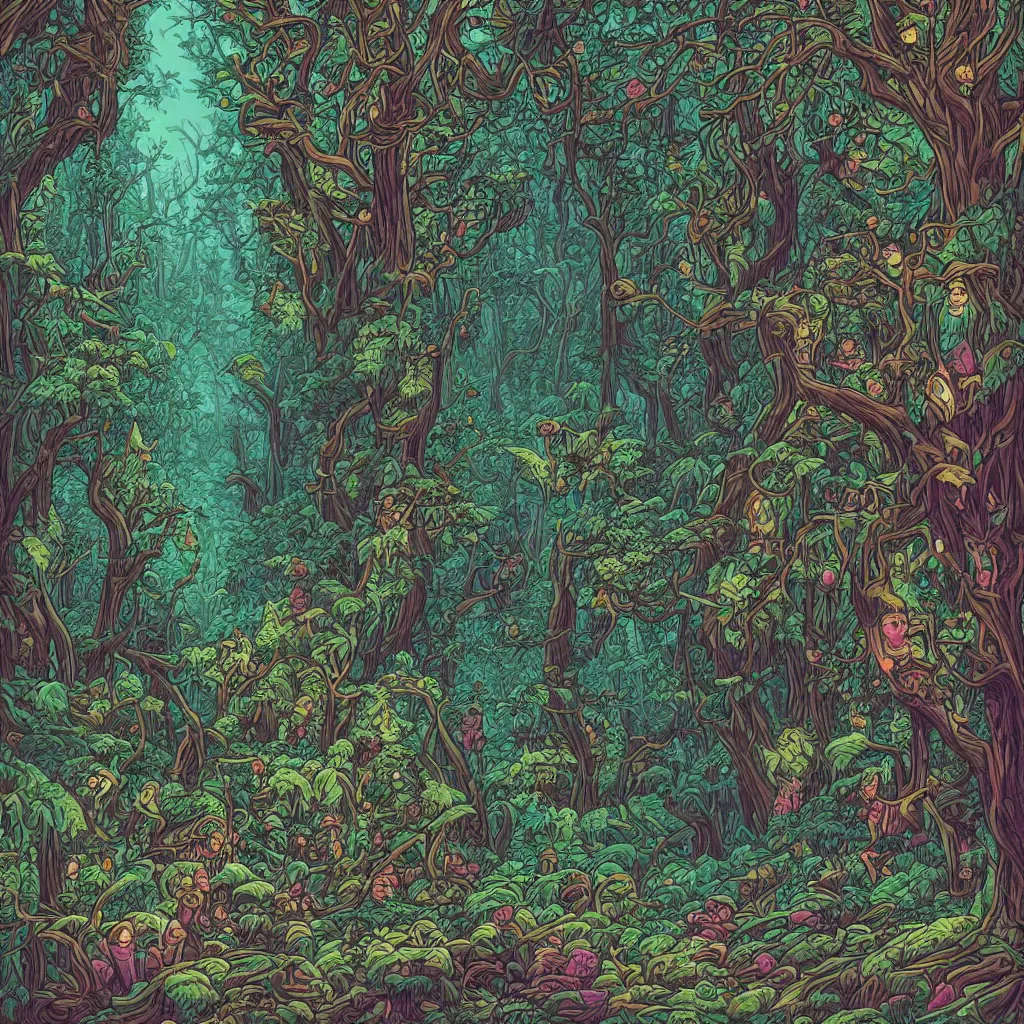 Image similar to Fairy forest by Dan Mumford