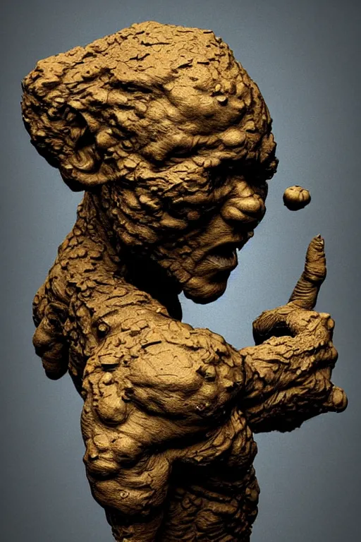 Prompt: sculpture made of mud exploding violently like nuclear blast exploding inside modern museum gallery, highly detailed, 3 d hyper realistic digital painting, artstation, concept art, smooth, sharp focus, illustration, art by ilja repin